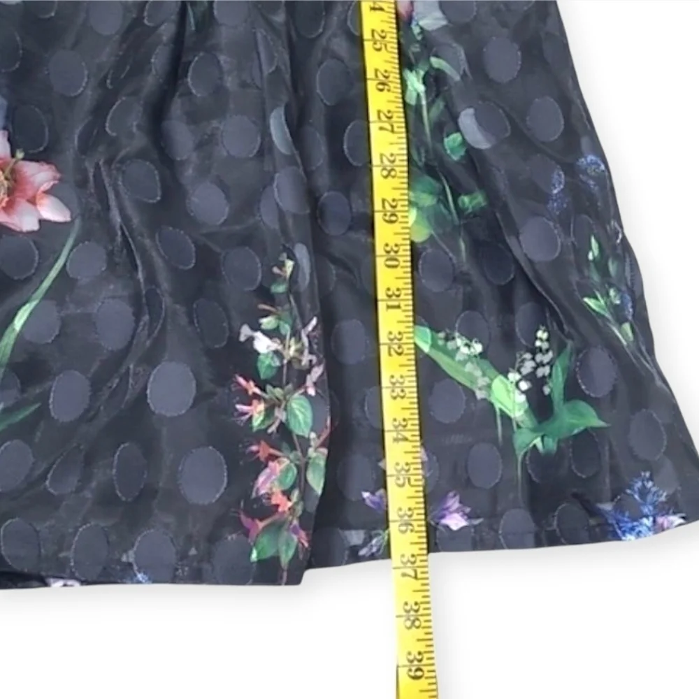 Derhy K Black Polka Dot Floral Sleeveless Party Dress Girls Size Large